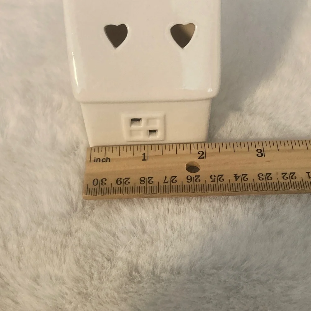 Mini Ceramic Holiday House with Heart Accent